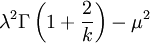\lambda^2\Gamma\left(1+\frac{2}{k}\right) - \mu^2\,